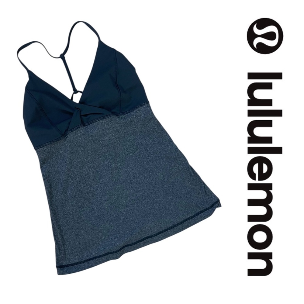 LULULEMON Black and Gray Twist Front Pranayama Tank Top Size 4 EUC